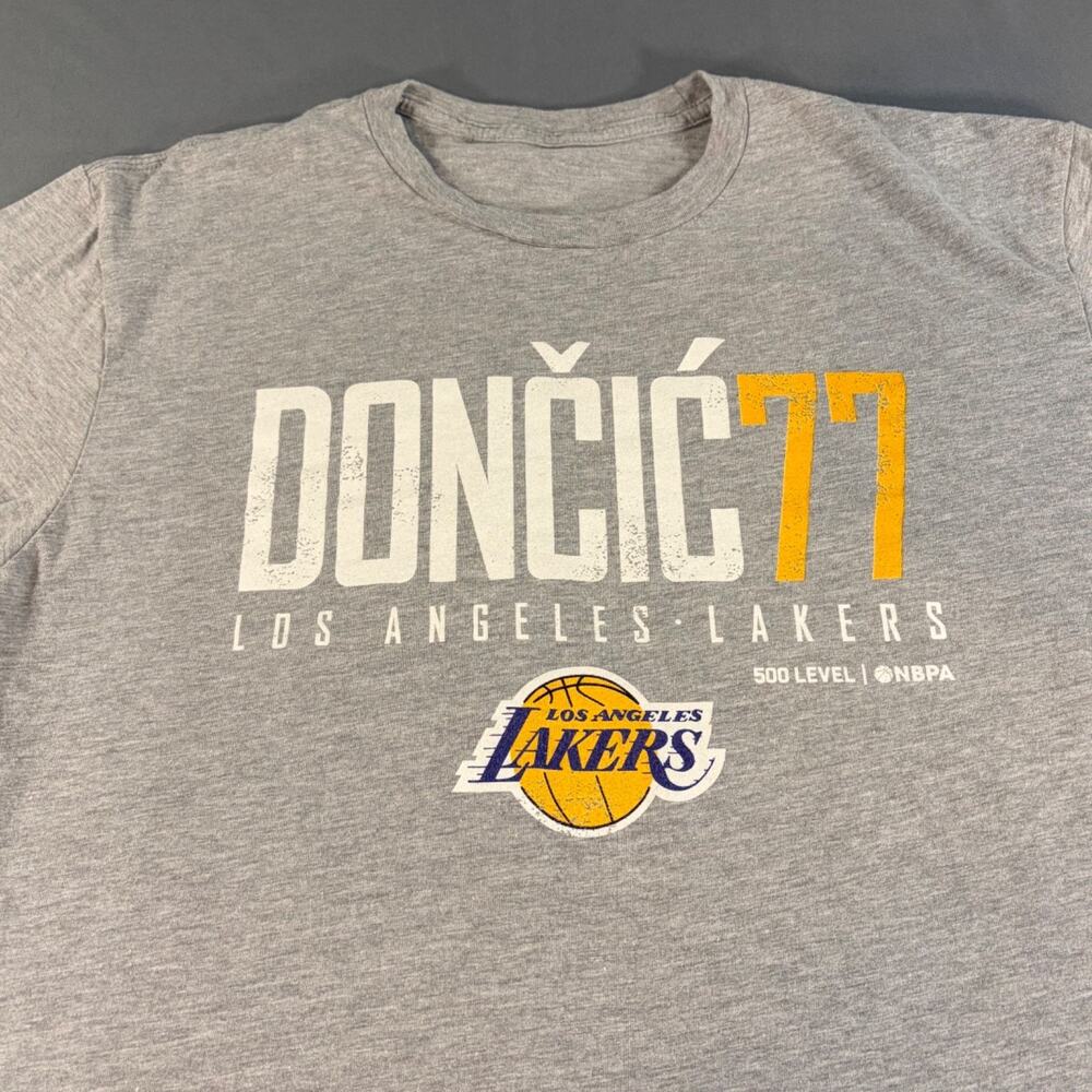 Lakers Luka Doncic Sz Medium Shirt 500 Level Gray NBA Playoffs